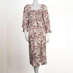 House of Harlow 1960 Long Sleeve Leaf Print Dress